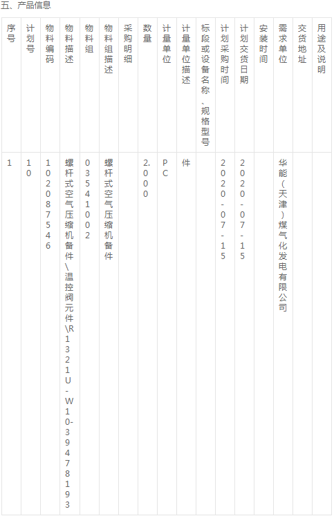 華能煤氣化發(fā)電公司天津IGCC溫控閥元件詢價書