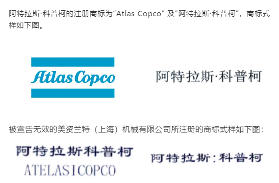 惡意注冊(cè)的“阿特拉斯：科普柯”及“阿特拉斯科普柯ATELASI COPCO”商標(biāo)，被國(guó)家知識(shí)產(chǎn)權(quán)局認(rèn)定為不正當(dāng)競(jìng)爭(zhēng)，宣告無(wú)效